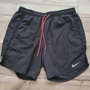 Nike Men’s Black Athletic Shorts with Red Drawstring
